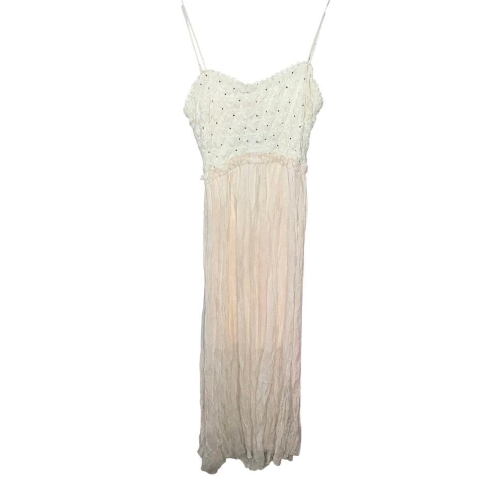 Marineblu Cream Crinkle Lightweight Maxi Dress Size L
